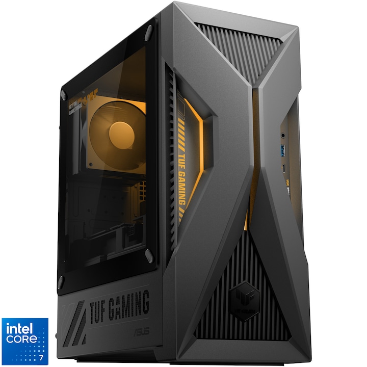 Настолен компютър Gaming ASUS TUF T500MV, Intel® Core™ 7 240H до 5.2GHz, 32GB DDR5 RAM, 1TB SSD, NVIDIA® GeForce RTX™ 5060TI DUAL 8GB GDDR7, No OS, Solar Eclipse Gray