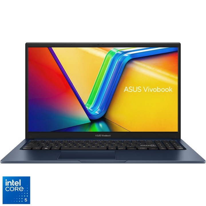 Laptop ASUS Vivobook 15 A1504VA cu procesor Intel® Core™ 5 120U pana la 5.0GHz, 15.6'', Full HD, IPS, 16GB DDR5, 512GB SSD, Intel® Graphics, No OS, Quiet Blue