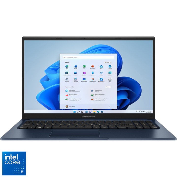 Laptop ASUS Vivobook 15 A1504VA cu procesor Intel® Core™ 5 120U pana la 5.0GHz, 15.6'', Full HD, IPS, 16GB DDR5, 1TB SSD, Intel® Graphics, Windows 11 Home, Quiet Blue