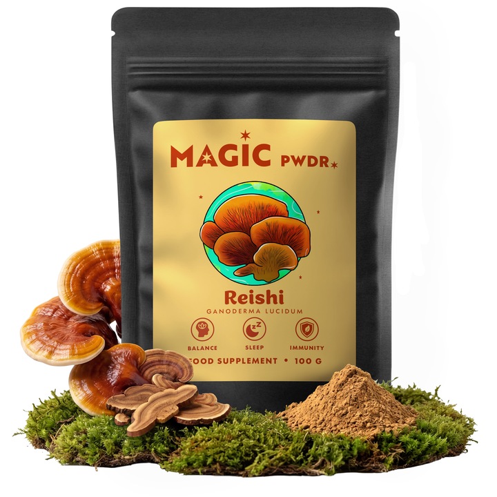 Ciuperca Reishi, Magic Pwd, Extract 10:1, Pudra, Supliment alimentar, Adaptogen, Sistem imunitar, 100g