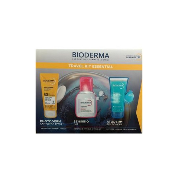 Set de produse pentru ingrijirea tenului, Bioderma, Sensibio H2O 100ml, Photoderm XDefense SPF50+ 40ml, Atoderm Huile de Douche 100ml