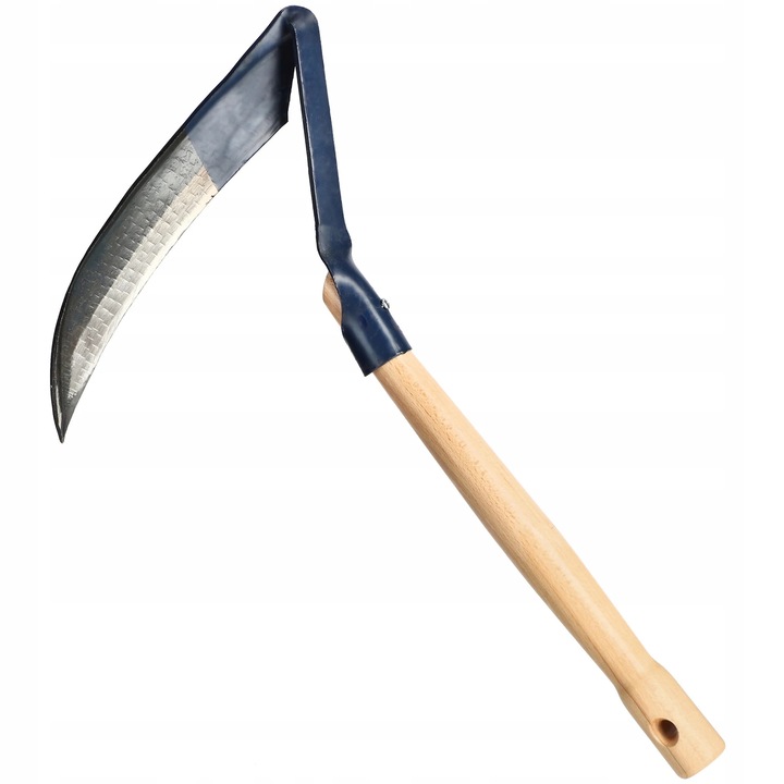 Coasă de mână, 50 cm, cap metalic, maner din lemn, natural