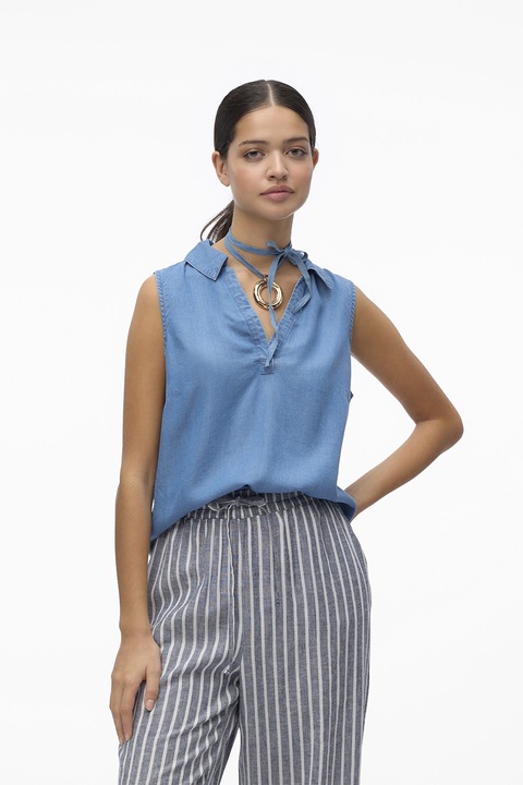 Vero Moda, Шпиц блуза с лиосел без ръкави, Лавандула