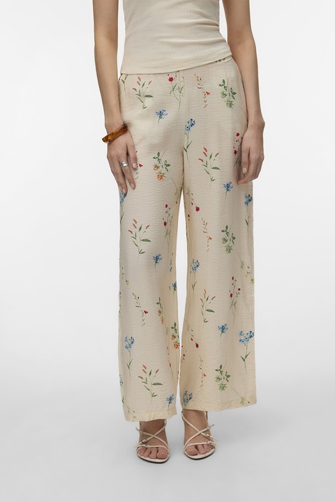 Vero Moda, Панталон Josie с широк крачол, Светло бежово