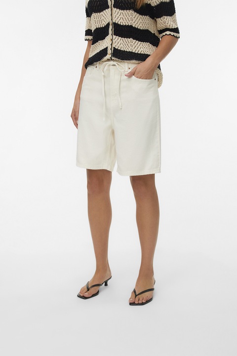 Vero Moda, Bermude relaxed fit din denim, Alb