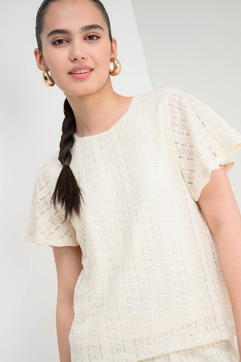 Vero Moda, Bluza cu perforatii Cassandra, Crem
