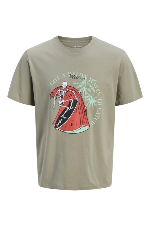 Jack & Jones, Kerek nyakú mintás póló, Khaki