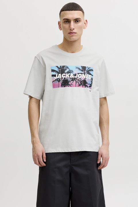 Jack & Jones, Mintás normál fazonú póló, Világosszürke