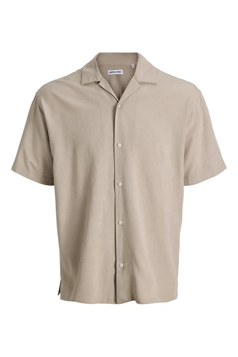 Jack & Jones, Rövid ujjú pamuttartalmú ing, Világosbézs