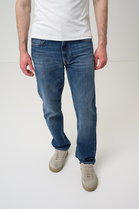Tommy Hilfiger, Blugi drepti regular fit cu aspect decolorat Dover, Albastru inchis melange