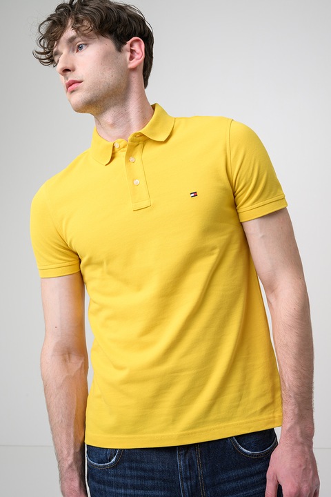 Tommy Hilfiger, Tricou polo din amestec de bumbac organic 1985, Galben sofran