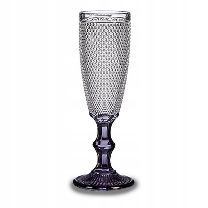 Vivalto pezsgőspohár készlet, 6 darab, 185 ml, szürke talp, kristály