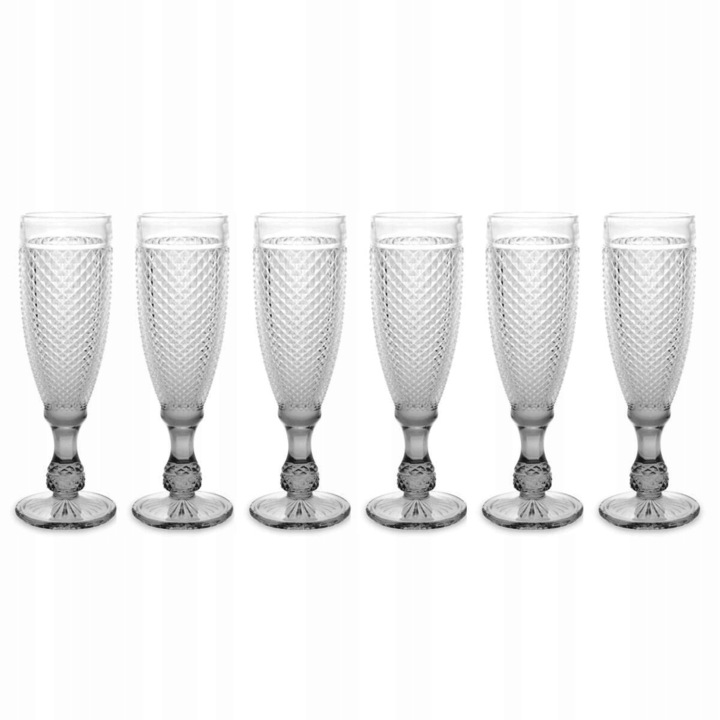 Vivalto pezsgőspohár készlet, 6 db, 185 ml, kristály, 5,7x5,7x20 cm