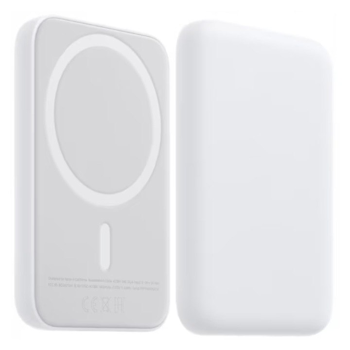 Baterie Externa Wireless MagSafe 10.000 mAh, Compatibila iPhone 12-17 Pro si Android, Power Bank cu Incarcare Rapida MagSafe 15W, Portabila, Alb
