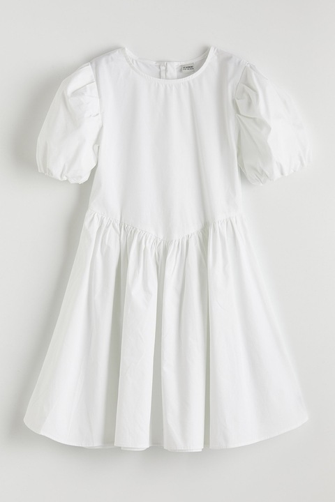 LC WAIKIKI, Rochie evazata din bumbac, Alb optic
