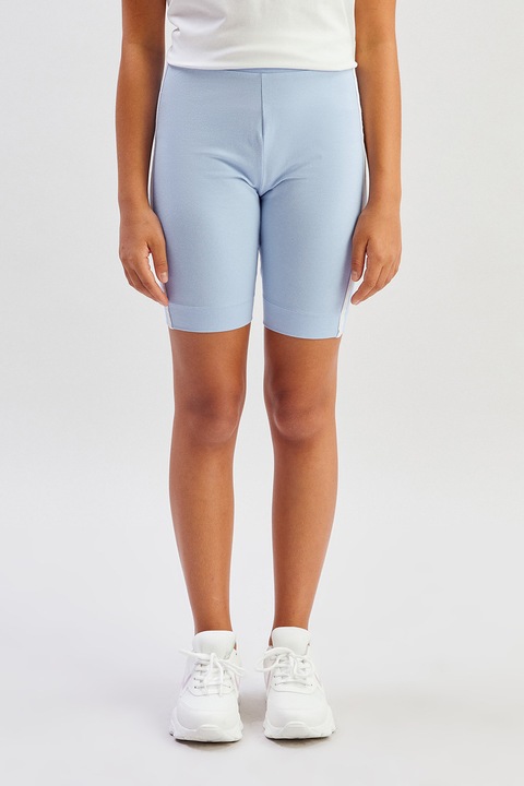 LC WAIKIKI, Pantaloni din amestec de bumbac cu talie elastica, Albastru lavanda/Alb optic