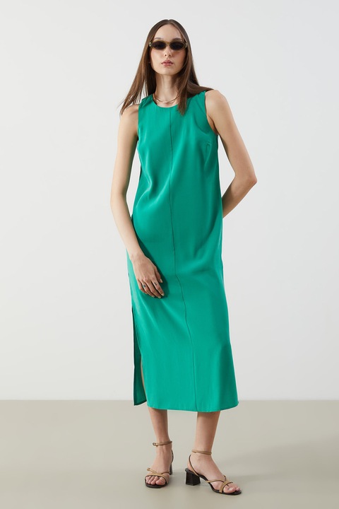 LC WAIKIKI, Rochie dreapta cu slituri laterale, Verde