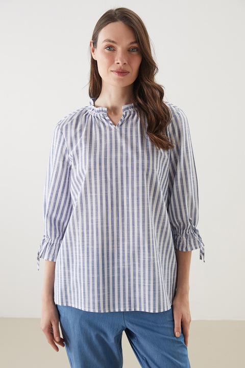 LC WAIKIKI, Bluza-tunica cu dungi, Albastru inchis/Alb optic