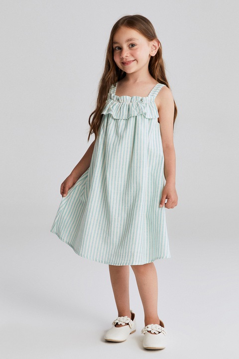 LC WAIKIKI, Rochie cu decolteu patrat si dungi, Albastru pastel
