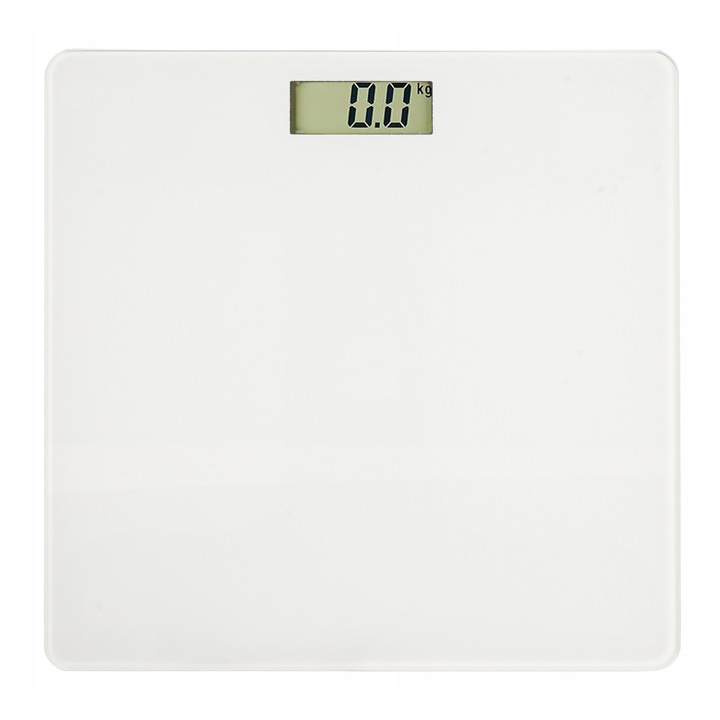 Cantar corporal Berilo, electronic, alb, sticla, 150 kg, 26x26x2cm