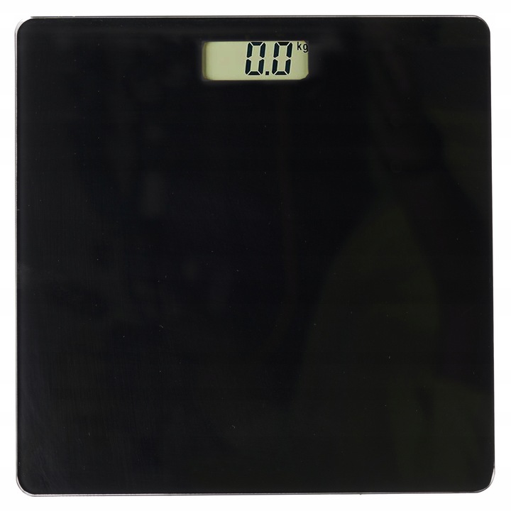 Cantar corporal Berilo, electronic, 150 kg, sticla, 26x26x2cm, negru