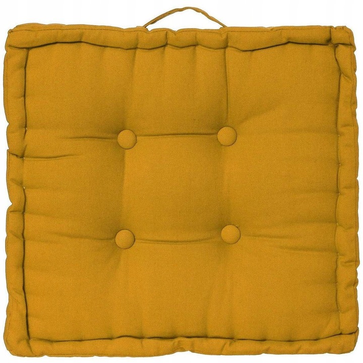 Perna decorativa pentru sezut cu maner, Atmosphera, 40x40x8 cm, galben