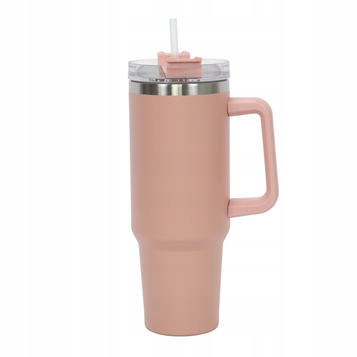 Rozsdamentes acél termosz, Excellent Houseware, 1,2L, rózsaszín, ergonomikus, szívószállal