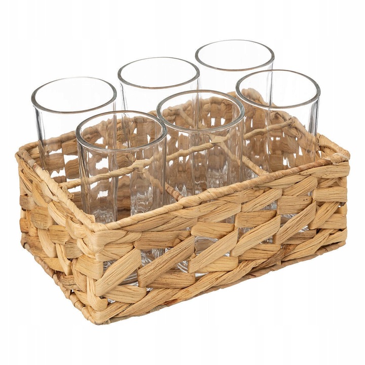 Pohárkészlet, 6 darab, 250 ml, rattan kosárban, Secret de Gourmet