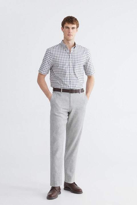 LC WAIKIKI, Pantaloni crop de bumbac si in, Gri deschis melange
