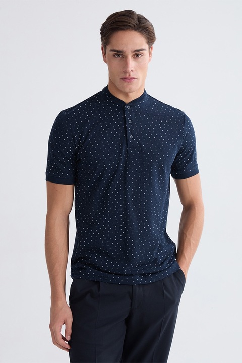 LC WAIKIKI, Tricou de bumbac cu imprimeu, Alb/Bleumarin