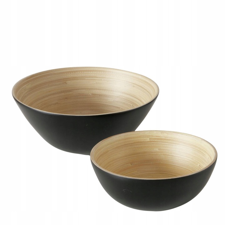Set boluri din bambus Boltze, 2 bucati, 18x25cm, capacitate 300ml, negru