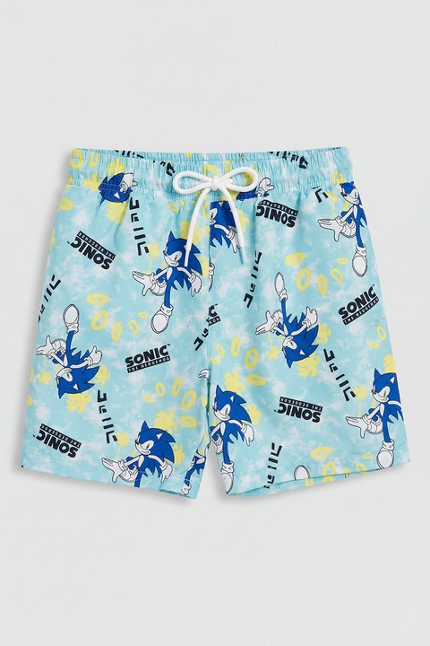 LC WAIKIKI, Pantaloni scurti cu design grafic, Negru/Galben/Albastru