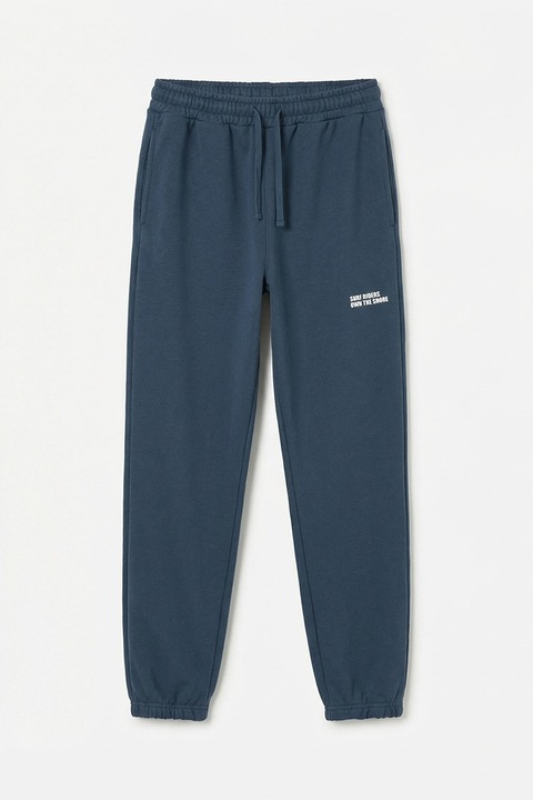 LC WAIKIKI, Pantaloni de trening cu text, Albastru petrol