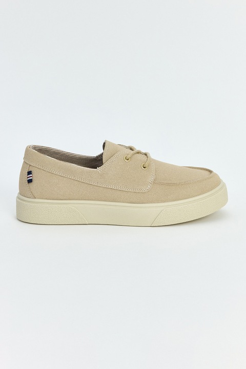 LC WAIKIKI, Pantofi boat de piele intoarsa sintetica, Bej inchis