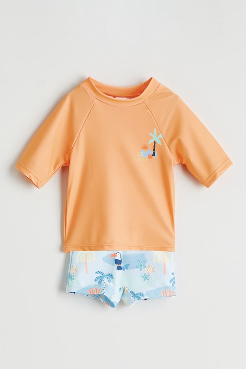LC WAIKIKI, Costum de baie cu imprimeu si doua piese, Portocaliu deschis/Albastru deschis, 50-68 CM