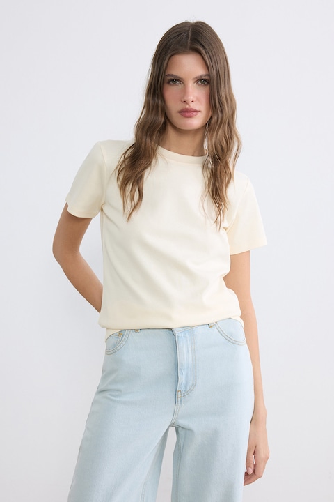 LC WAIKIKI, Tricou slim fit de bumbac, Bej deschis