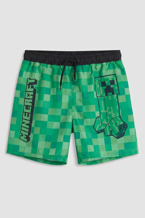 LC WAIKIKI, Pantaloni scurti de baie cu snur Minecraft, Verde/Negru