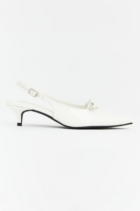 LC WAIKIKI, Pantofi slingback din piele ecologica cu toc kitten, Alb