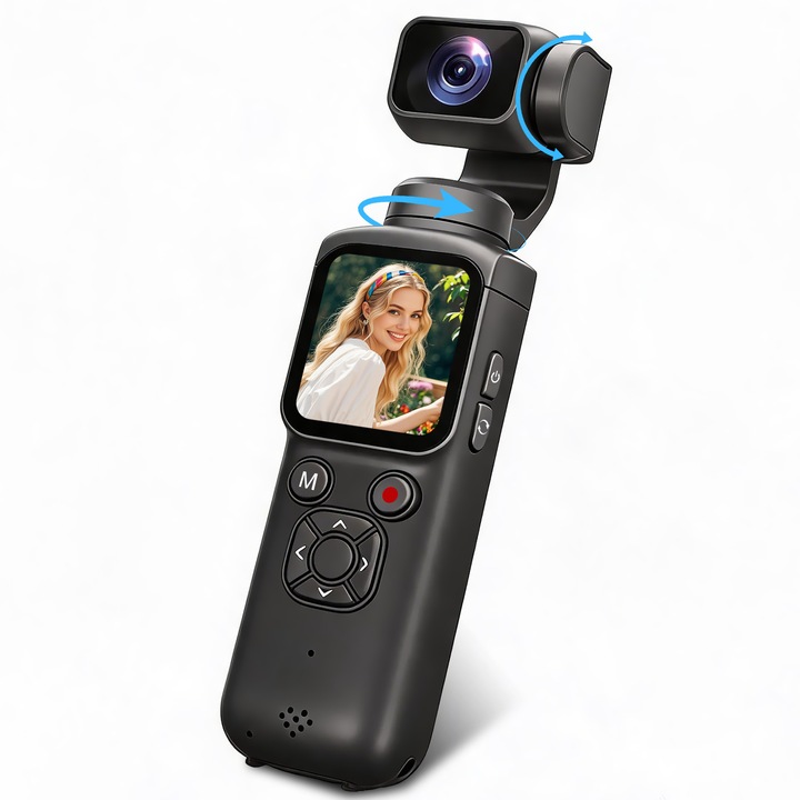 Sport Hordozható Kamera, SDLOGAL, 4K, 75 Megapixel, Automatikus Fókusz, 1,72 hüvelykes Érintőképernyő, Intelligens 330°-os Arckövetés, Fekete