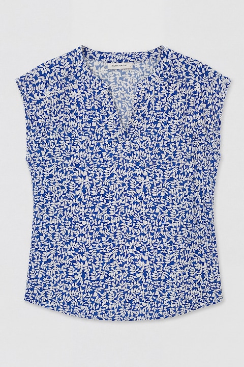 LC WAIKIKI, Bluza cu imprimeu floral, Alb/Albastru inchis