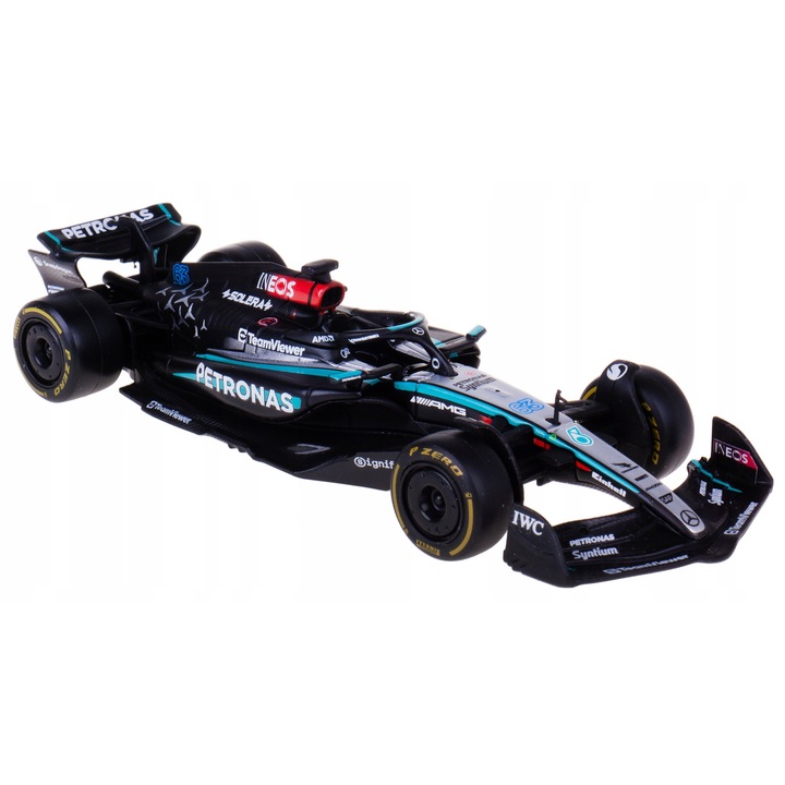 Mercedes W15 autómodell szett, Bburago, Hamilton és Russell, 1:43, 13x4,5x2,7cm