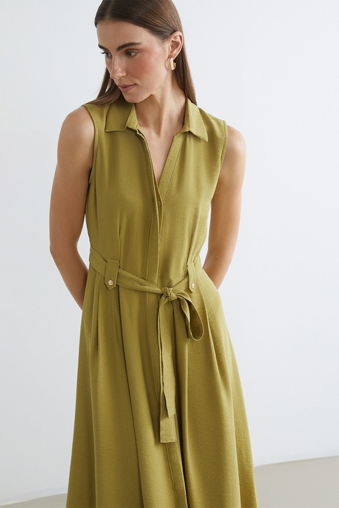 LC WAIKIKI, Rochie-camasa midi fara maneci, Verde masliniu