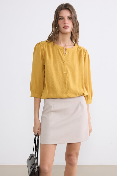 LC WAIKIKI, Bluza cu nasturi si terminatie ajustabila, Galben sofran