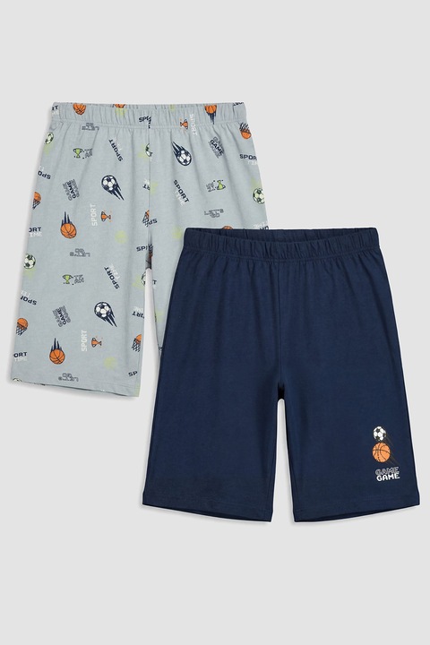 LC WAIKIKI, Set de pijamale scurte - 2 perechi, Gri deschis/Bleumarin