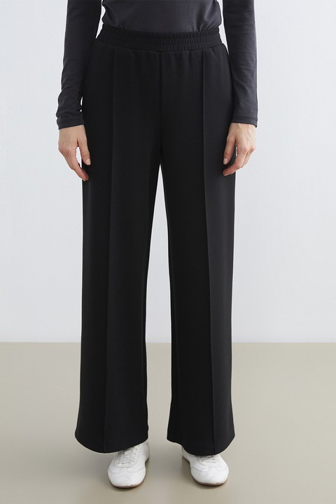 LC WAIKIKI, Pantaloni de trening cu croiala evazata si model uni, Negru