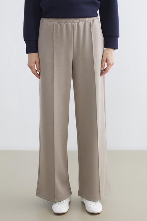 LC WAIKIKI, Pantaloni de trening cu croiala evazata si model uni, Maro deschis