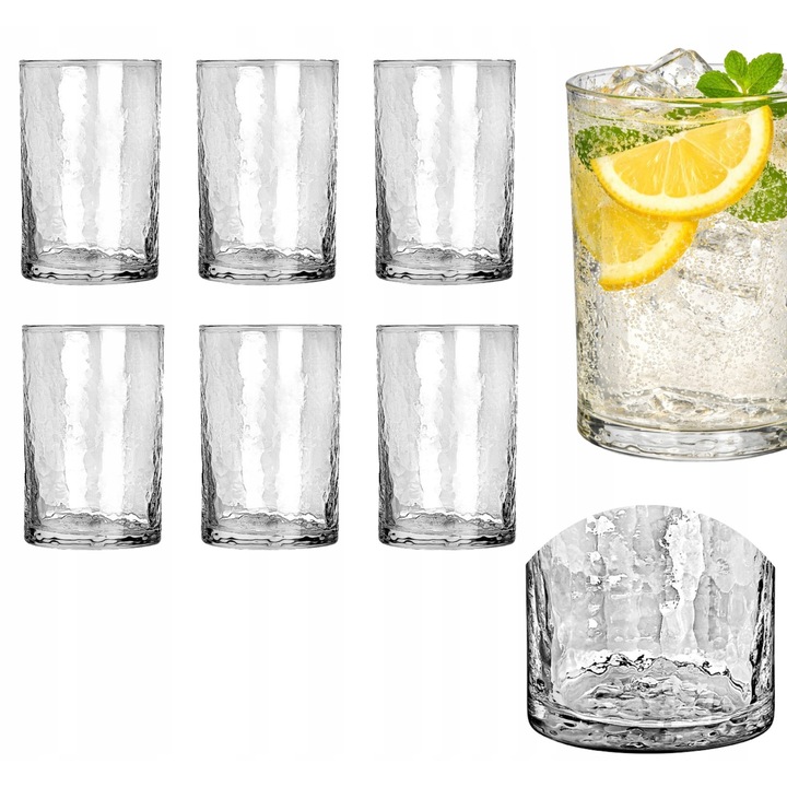 Estia pohárkészlet, 6 darab, 400 ml, vízhez, gyümölcsléhez, üveg, modern