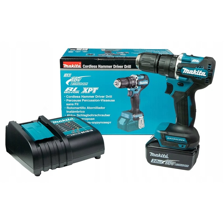 Акумулаторна ударна бормашина Makita DHP487Z, 18V, 40Nm, комплект 1x3.0Ah, 164мм