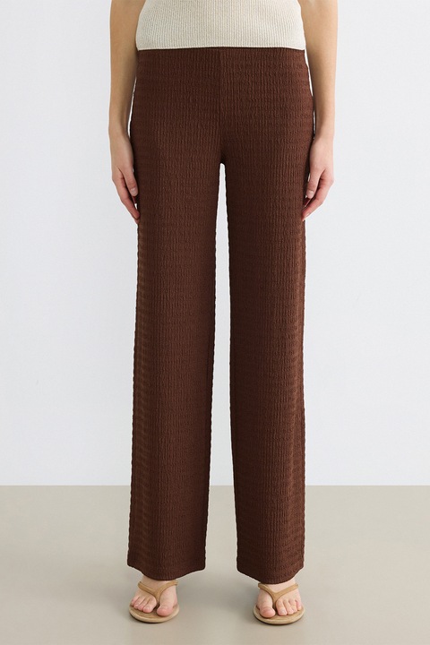 LC WAIKIKI, Pantaloni texturati cu croiala ampla, Maro inchis