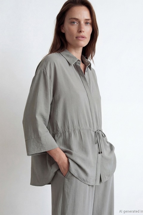 LC WAIKIKI, Camasa lejera cu model uni, Gri deschis